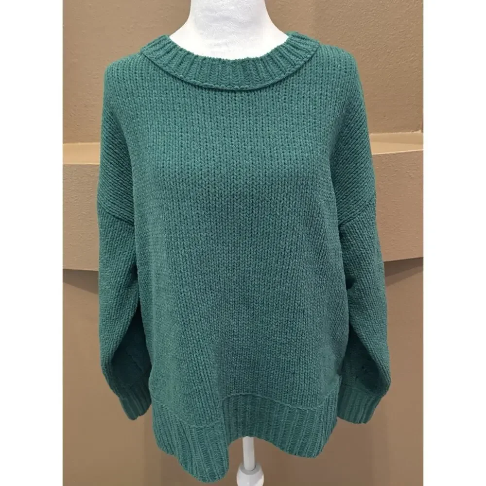 Aerie Women’s Green Cozy Chunky Cable Knit Oversized Sweater Size S